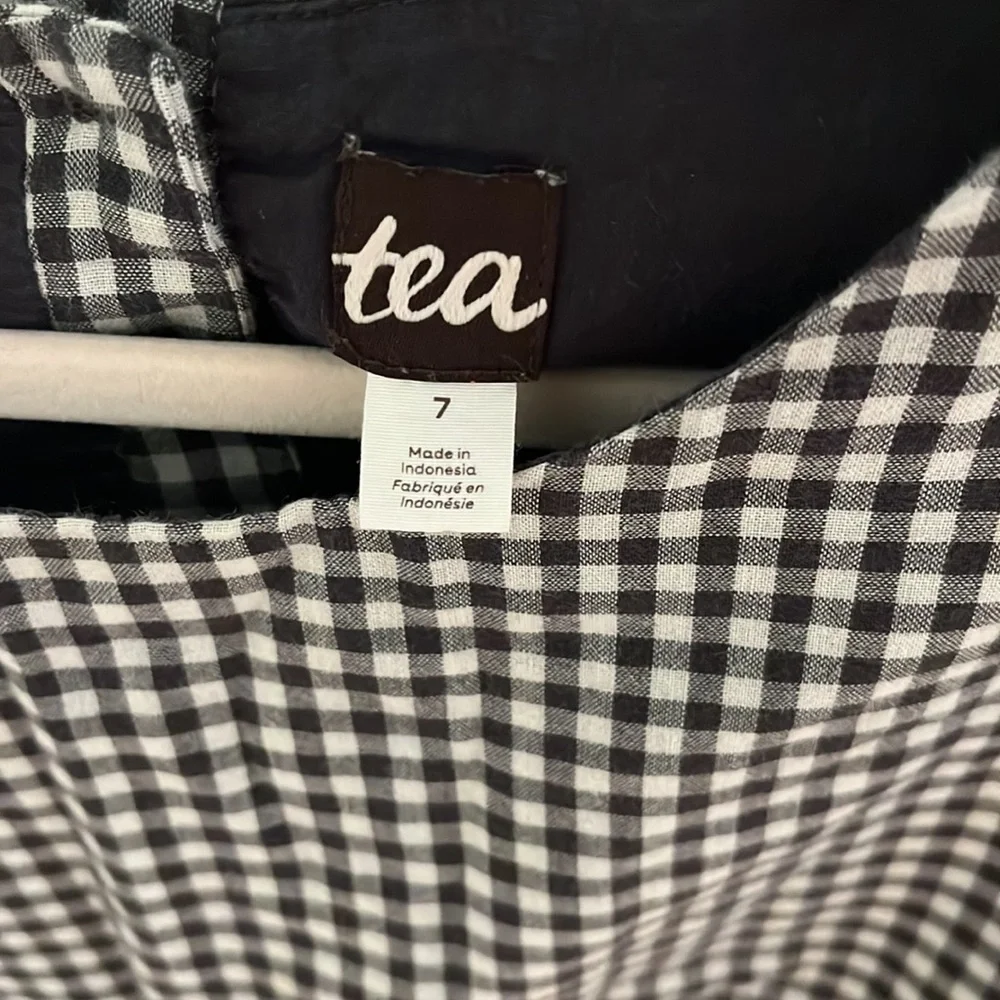 TEA COLLECTION check curved yoke dress size 7